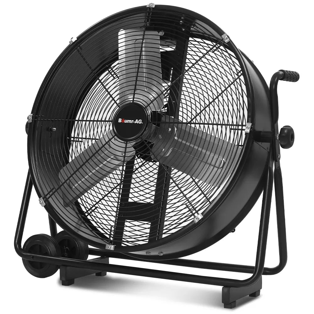 BAUMR-AG 24" 610mm 260W Industrial Mobile Floor Drum Fan, Tilting, Large, Commercial, Heavy-duty