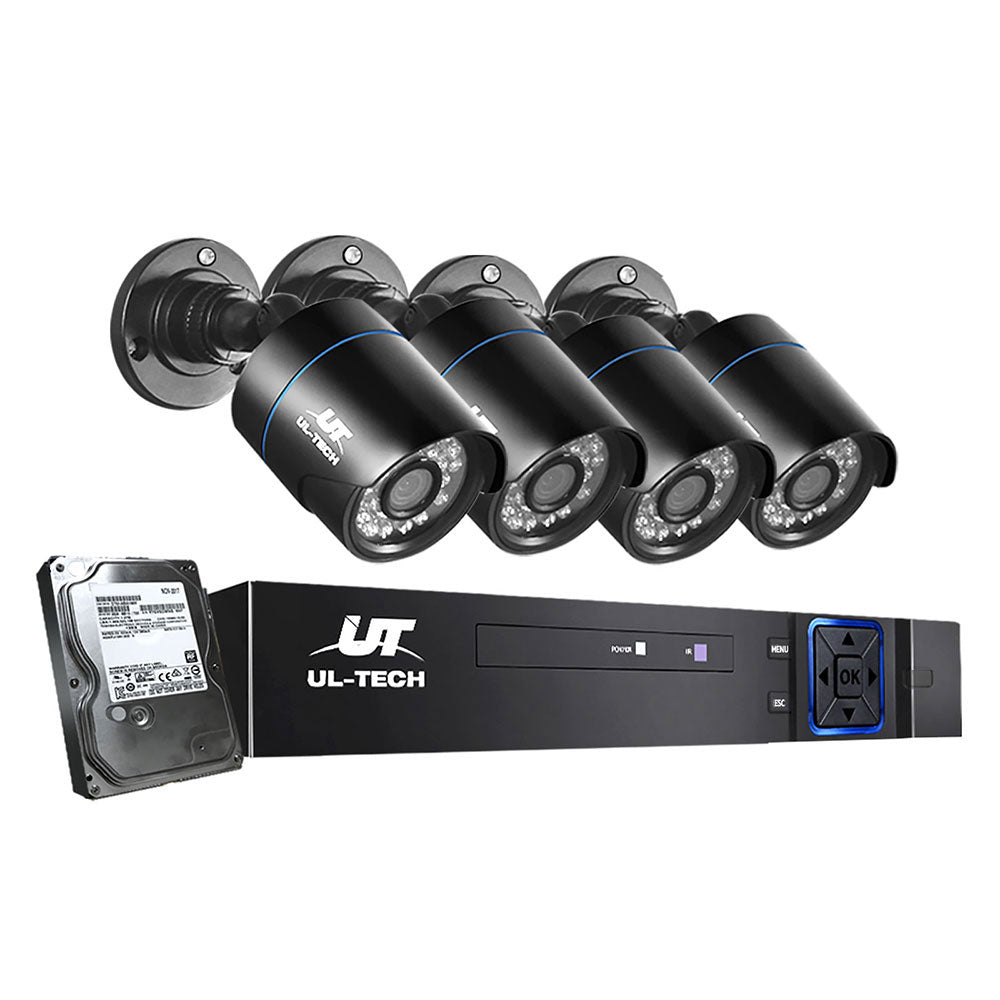 UL-tech CCTV Security System 4CH DVR 4 Cameras 4TB Hard Drive