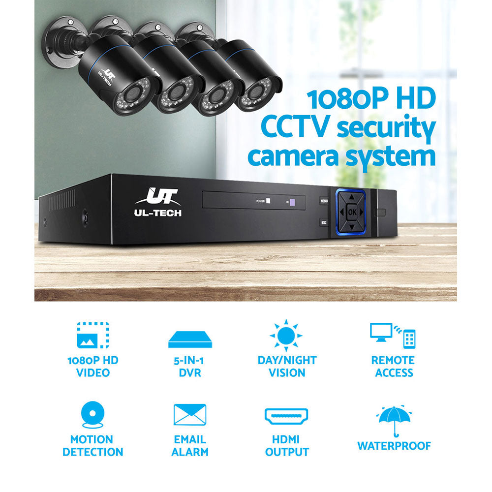 UL-tech CCTV Security System 8CH DVR 4 Cameras 1TB Hard Drive