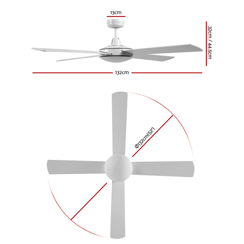 Devanti 52'' Ceiling Fan w/Remote - White