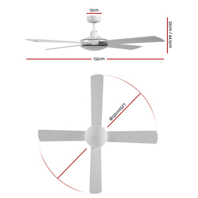 Devanti 52'' Ceiling Fan w/Remote - White