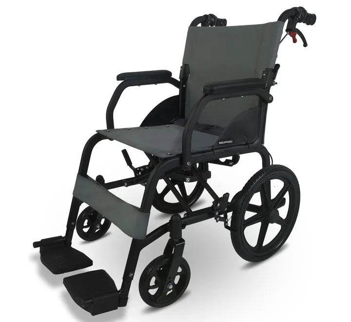 Folding Transit Wheelchair, Lightweight Aluminium for Easy Transport