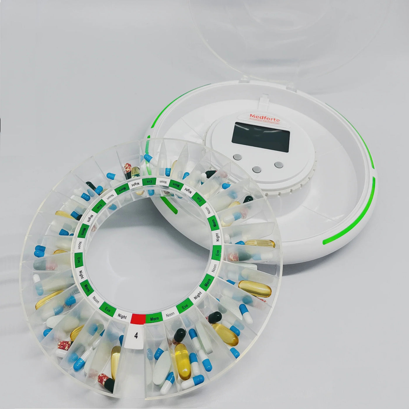 Automatic Pill Dispenser + Spare 28 Compartment Carousel with Lid