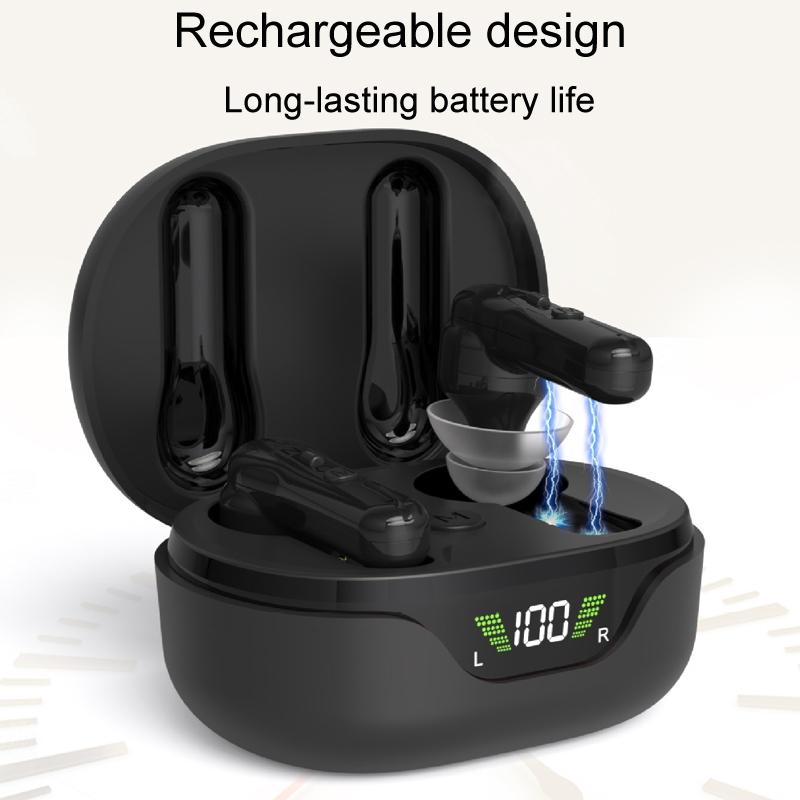 Rechargeable In Ear Hearing Amplifier Elderly Sound Amplifier Black