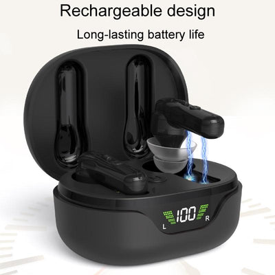Rechargeable In Ear Hearing Amplifier Elderly Sound Amplifier Black