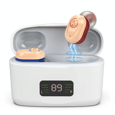 Digital Display In Ear Hearing Amplifier - White