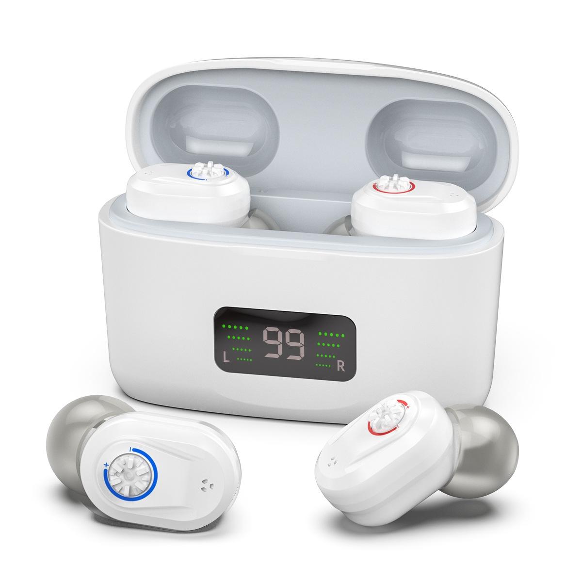 Digital Display In Ear Hearing Amplifier - White