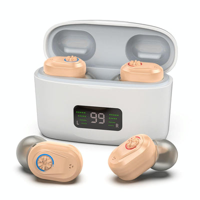 Digital Display In Ear Hearing Amplifier - White