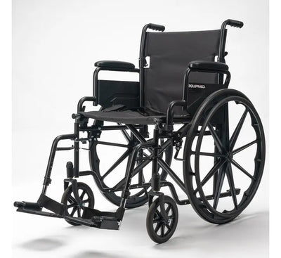 Folding Wheelchair, XL 51cm Wide Seat, 24 Inch Wheels, 136kg Capacity, Park Brakes, Black