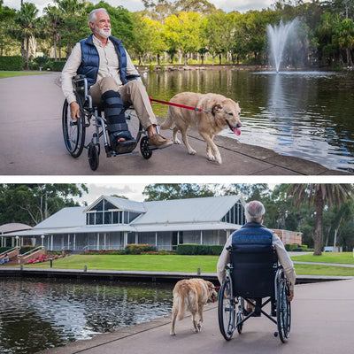 24 Inch Folding Wheelchair with Park Brakes, 136kg Capacity, Retractable Armrests, Grey