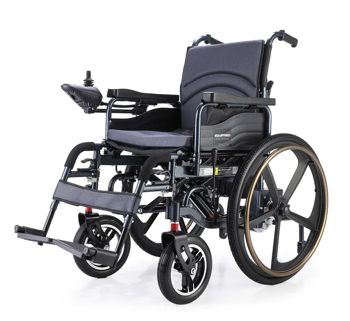 Power Electric Wheelchair, Folding, 12km Max Range, Lithium Battery, 24" Rear Wheels, Black