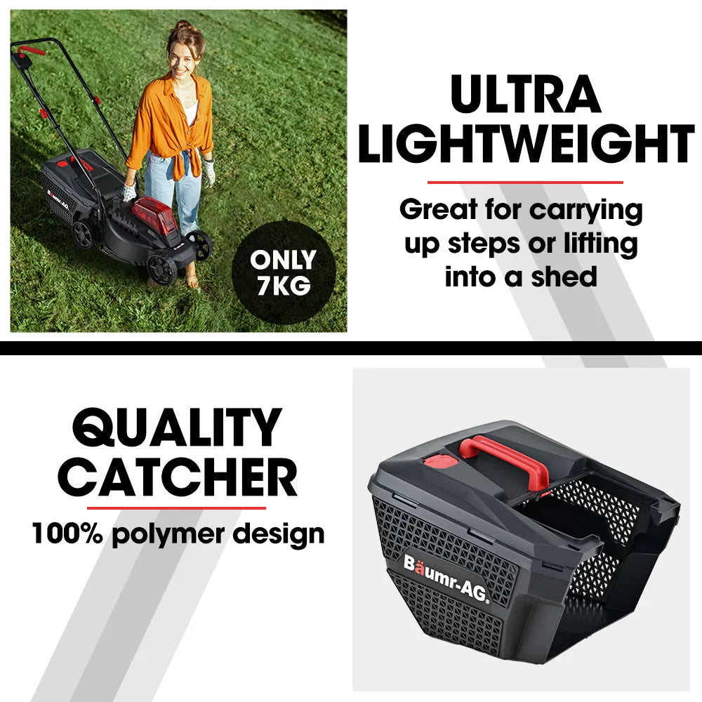 BAUMR-AG 450CX 40V SYNC Cordless LawnMower Kit, Fast Charger, 2 x 4Ah Battery, 320mm Grass Cutting Path