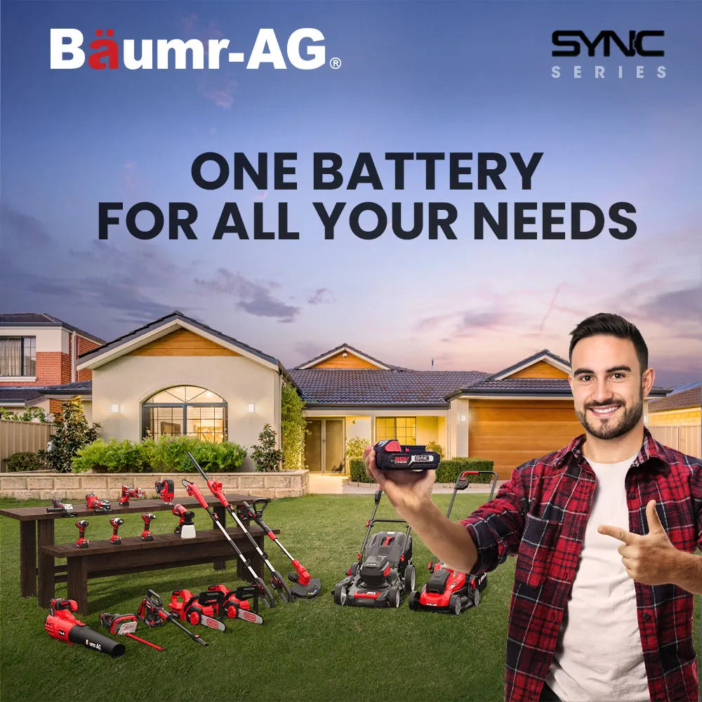 BAUMR-AG 450CX 40V SYNC Cordless LawnMower Kit, Fast Charger, 2 x 4Ah Battery, 320mm Grass Cutting Path