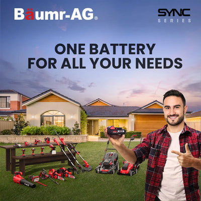 BAUMR-AG 450CX 40V SYNC Cordless LawnMower Kit, Fast Charger, 2 x 4Ah Battery, 320mm Grass Cutting Path