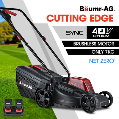 BAUMR-AG 450CX 40V SYNC Cordless LawnMower Kit, Fast Charger, 2 x 4Ah Battery, 320mm Grass Cutting Path