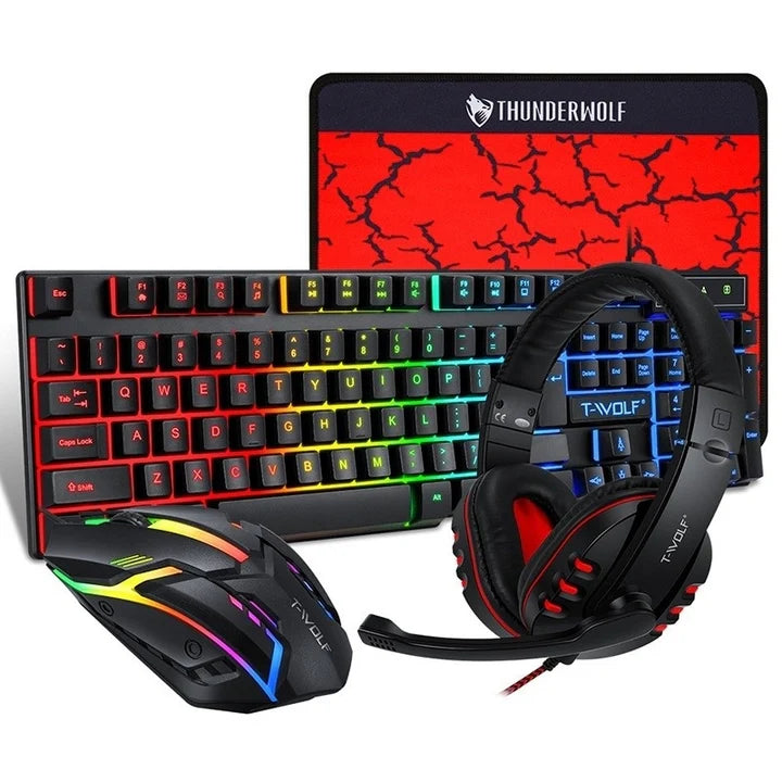 Ultimate Gaming Combo with GAMING CHAIR + GAMING KEYBOARD/MOUSE/HEADPHONE/MOUSE PAD KIT SET + GAMING DESK TABLE