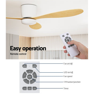 Devanti 52'' Ceiling Fan LED Light Remote Control DC Motor 5 Speed Fans Timer