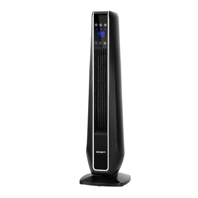 Devanti Electric Ceramic Tower Fan Heater Portable Oscillating Remote Control 2400W Black