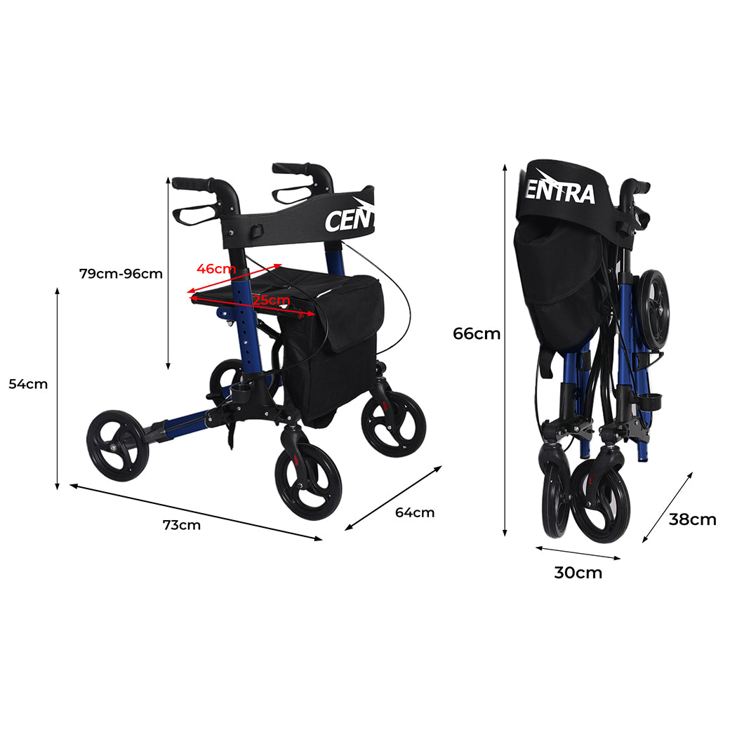 Centra Rollator Walker Foldable Walker Mobility Aid Aluminum With Seat