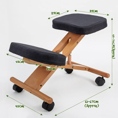 Forever Beauty Black Ergonomic Adjustable Kneeling Posture Chair