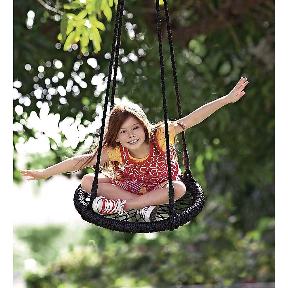 Kids Rope Swing Round Outdoor Birds Crows Nest Spider Web Swing Seat 65cm