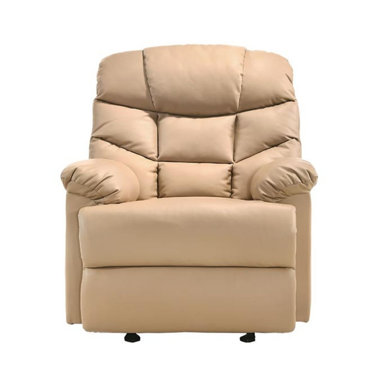 Leather Rocking Recliner Chair Armchair Swing Gliding Beige