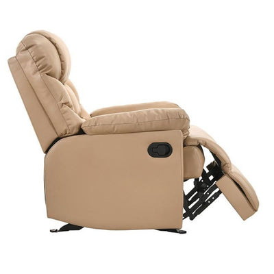 Leather Rocking Recliner Chair Armchair Swing Gliding Beige