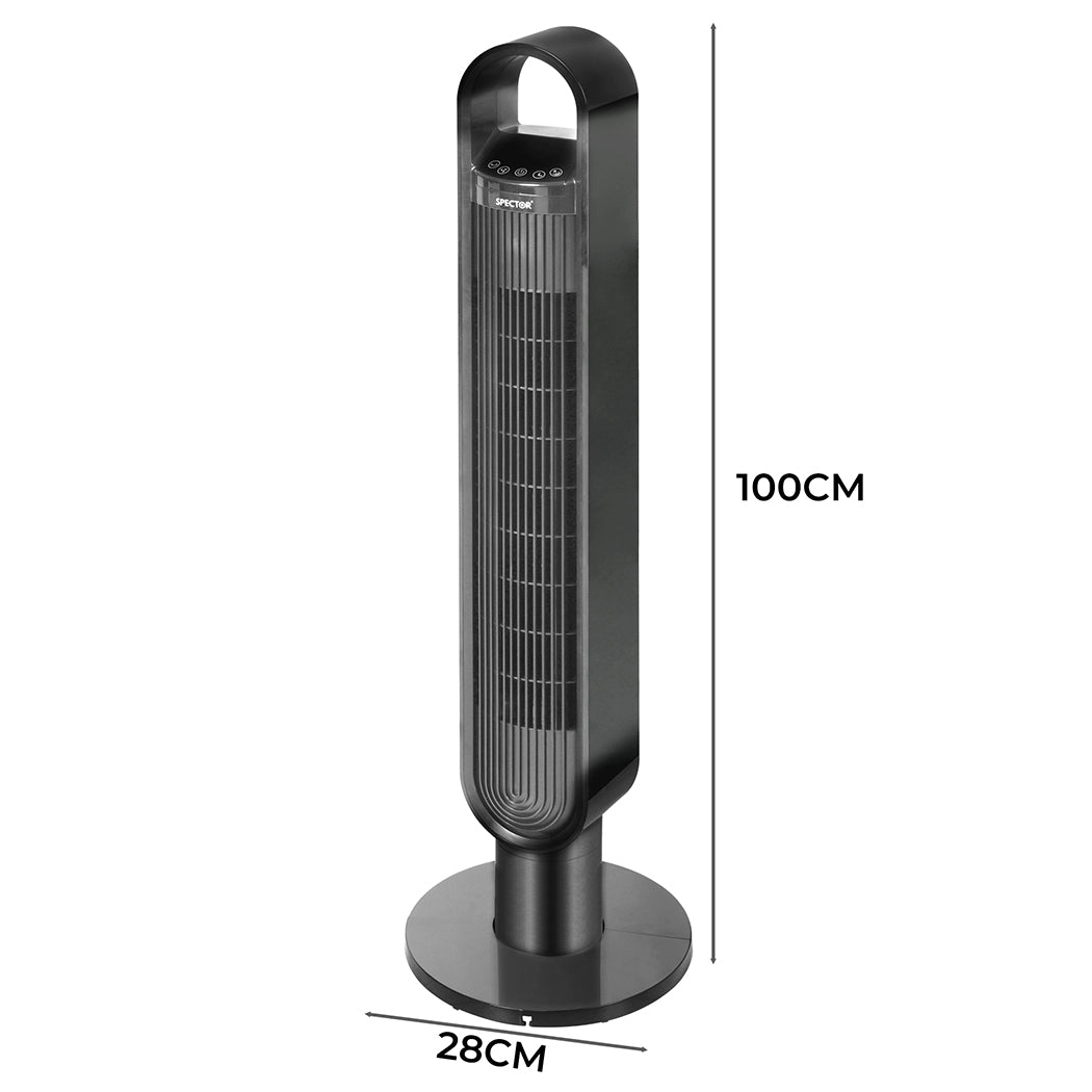 Spector Tower Fan Portable Oscillating Remote Control LED Display Timer Ionizer